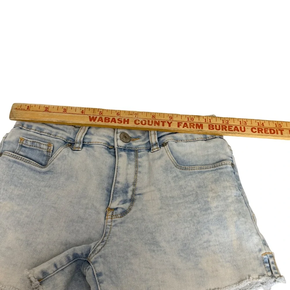 Hudson Girls Light Wash Mid Rise Cut Off Denim Shorts Size 10‎ Adjustable Waist